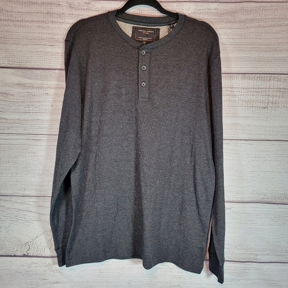 𝅺NICKEL & Iron Henley Luxe Cotton Knit Long Sleeve Shirt Navy Blue Size Medium - Picture 1 of 3